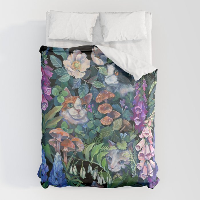 Cats Flower Garden Duvet Cover Gallery Image 1