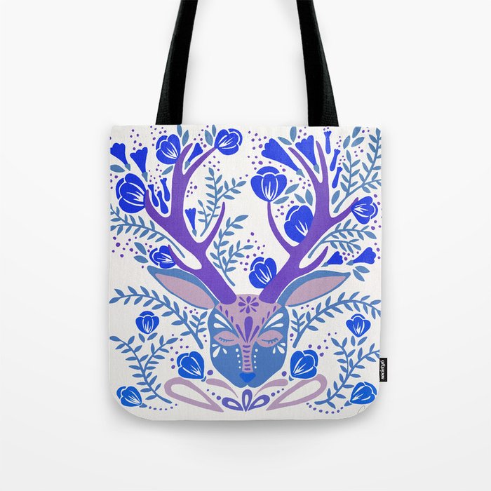 Floral Antlers - Blue Palette Tote Bag Gallery Image 1