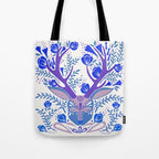 Floral Antlers - Blue Palette Tote Bag Gallery Image 1