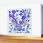 Floral Antlers - Blue Palette Wall Mural Gallery Image 2