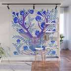 Floral Antlers - Blue Palette Wall Mural Gallery Image 1
