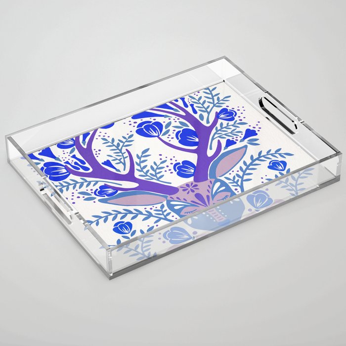 Floral Antlers - Blue Palette Acrylic Tray Gallery Image 1