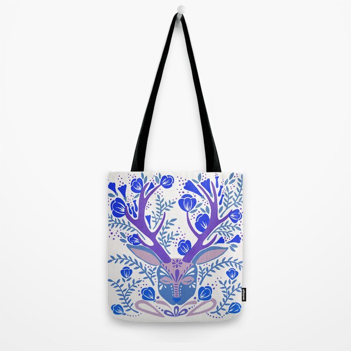 Floral Antlers - Blue Palette Tote Bag Gallery Image 2