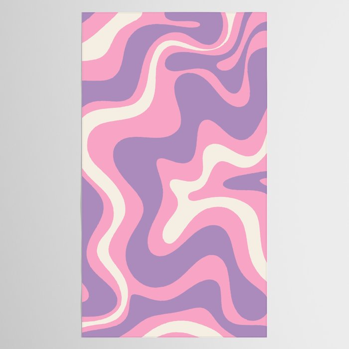 Retro Liquid Swirl Abstract Pattern Pink Purple Cream Tablecloth Gallery Image 2
