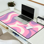 Retro Liquid Swirl Abstract Pattern Pink Purple Cream Desk Mat Gallery Image 2
