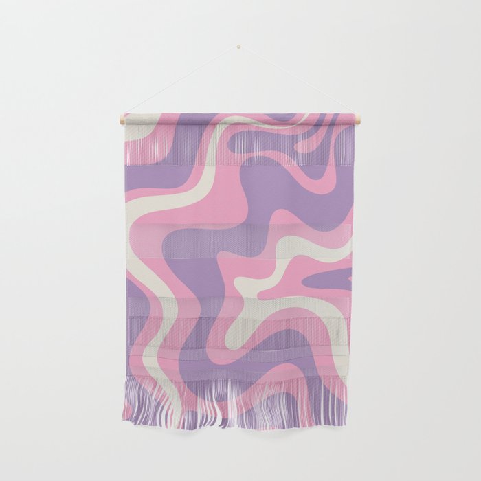 Retro Liquid Swirl Abstract Pattern Pink Purple Cream Wall Hanging Gallery Image 1