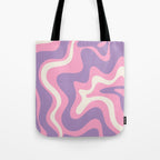 Retro Liquid Swirl Abstract Pattern Pink Purple Cream Tote Bag Gallery Image 1