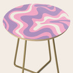 Retro Liquid Swirl Abstract Pattern Pink Purple Cream Side Table Gallery Image 2