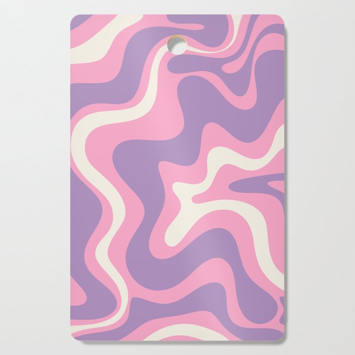 Retro Liquid Swirl Abstract Pattern Pink Purple Cream Cutting Board Gallery Image 1