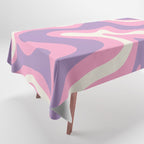 Retro Liquid Swirl Abstract Pattern Pink Purple Cream Tablecloth Gallery Image 1
