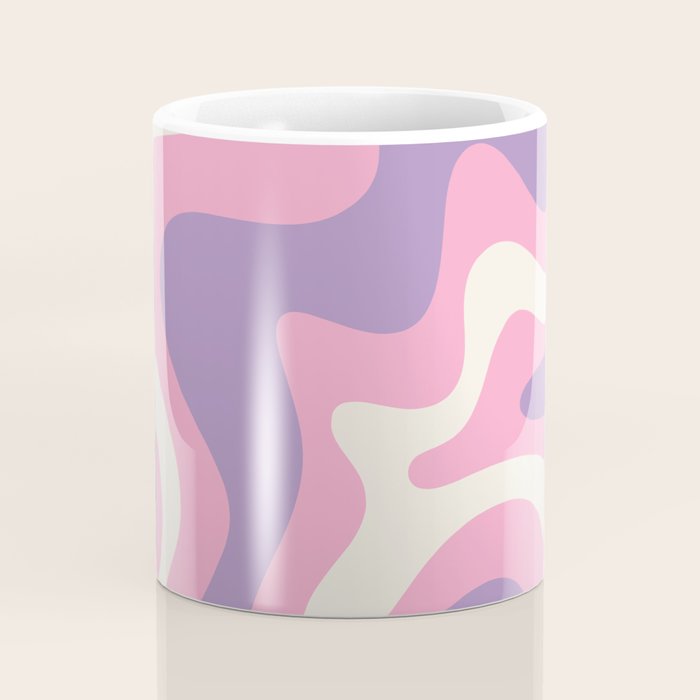 Retro Liquid Swirl Abstract Pattern Pink Purple Cream Coffee Mug Gallery Image 4