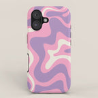Retro Liquid Swirl Abstract Pattern Pink Purple Cream iPhone Case Gallery Image 1