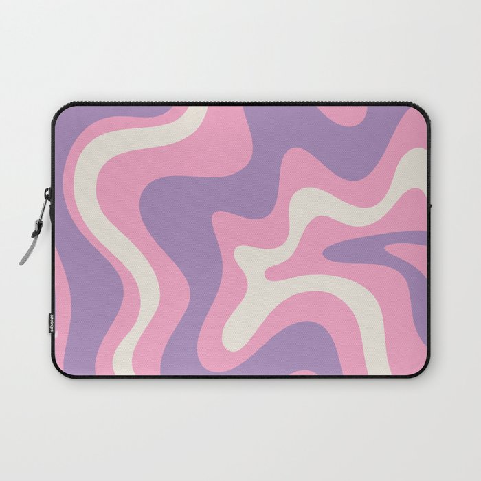 Retro Liquid Swirl Abstract Pattern Pink Purple Cream Laptop Sleeve Gallery Image 1