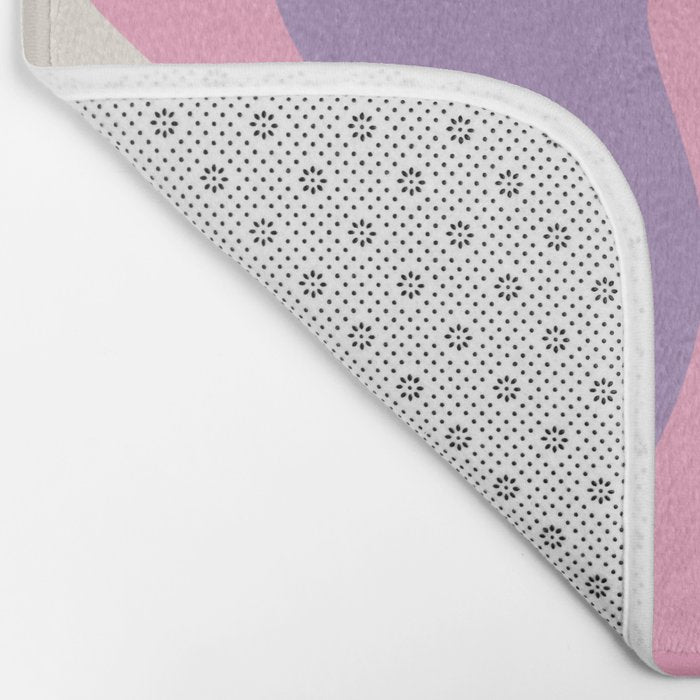 Retro Liquid Swirl Abstract Pattern Pink Purple Cream Bath Mat Gallery Image 2