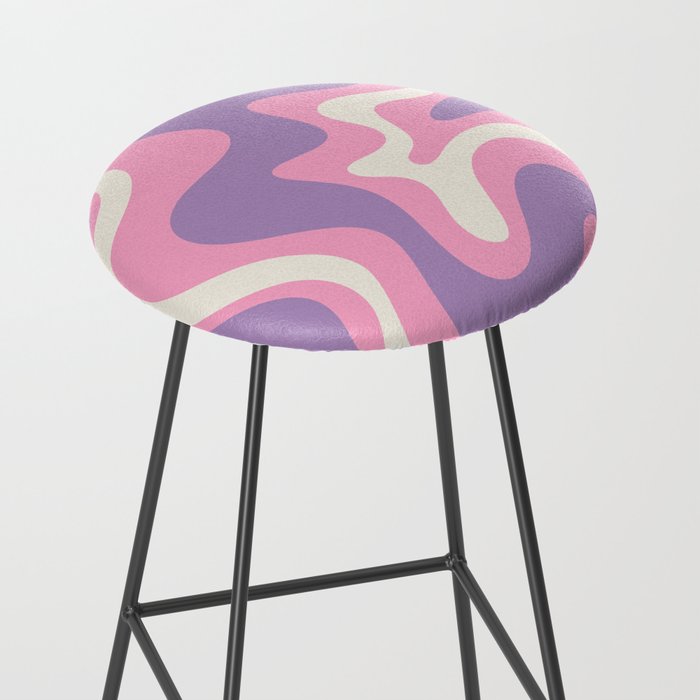 Retro Liquid Swirl Abstract Pattern Pink Purple Cream Stool Gallery Image 2