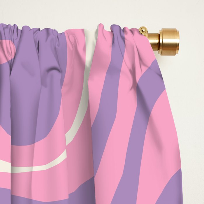 Retro Liquid Swirl Abstract Pattern Pink Purple Cream Window Curtain Gallery Image 2