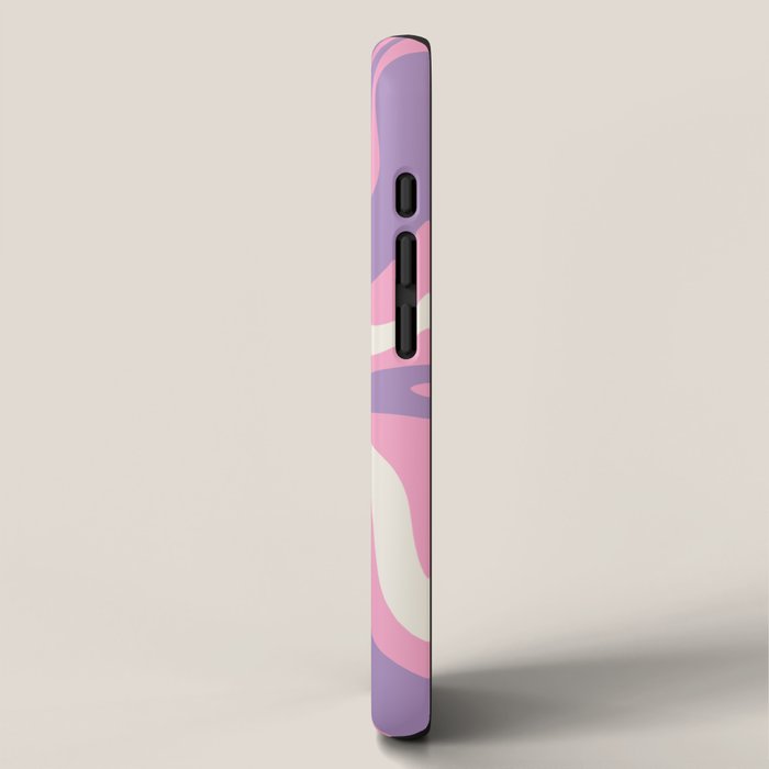 Retro Liquid Swirl Abstract Pattern Pink Purple Cream iPhone Case Gallery Image 2