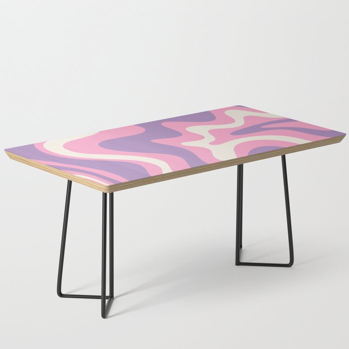 Retro Liquid Swirl Abstract Pattern Pink Purple Cream Coffee Table Gallery Image 1