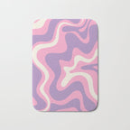 Retro Liquid Swirl Abstract Pattern Pink Purple Cream Bath Mat Gallery Image 1
