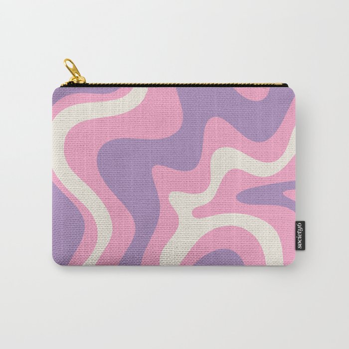Retro Liquid Swirl Abstract Pattern Pink Purple Cream Carry All Pouch Gallery Image 1