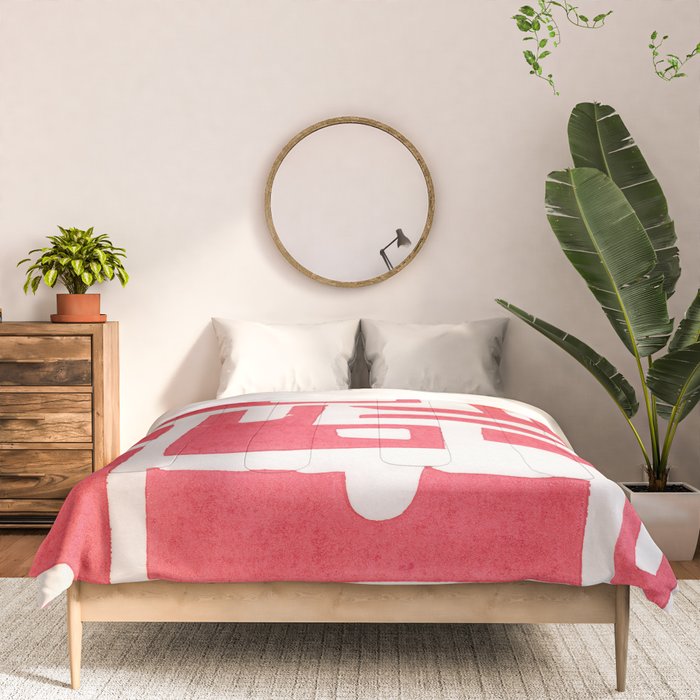 Red Abstract Shapes / Linocut Print Comforter Gallery Image 3