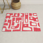Red Abstract Shapes / Linocut Print Rug Gallery Image 1