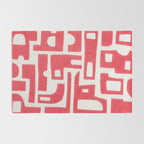 Red Abstract Shapes / Linocut Print Rug Gallery Image 2