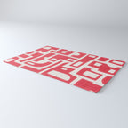 Red Abstract Shapes / Linocut Print Rug Gallery Image 3