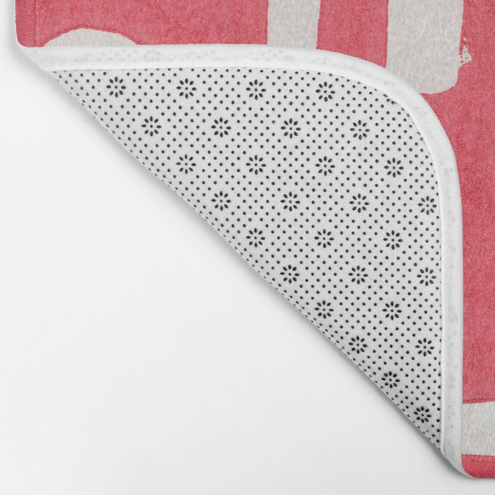 Red Abstract Shapes / Linocut Print Bath Mat Gallery Image 2