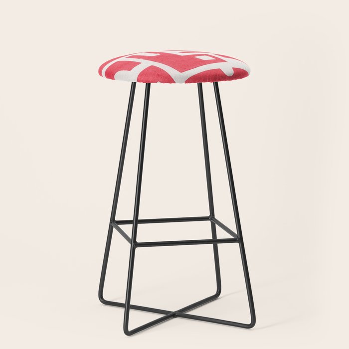 Red Abstract Shapes / Linocut Print Stool Gallery Image 1