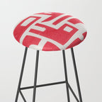 Red Abstract Shapes / Linocut Print Stool Gallery Image 2