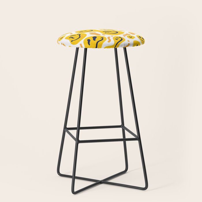 Yellow Dripping Smiley Faces Stool Gallery Image 1