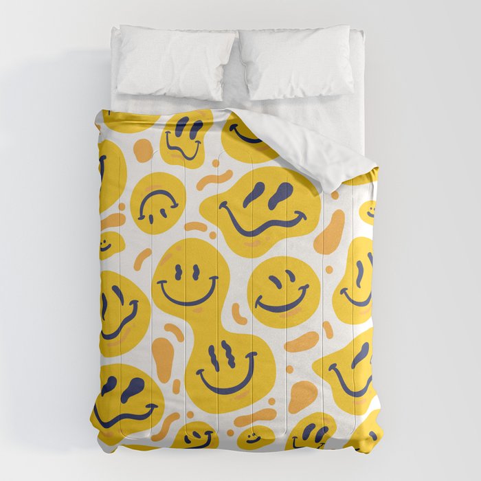 Yellow Dripping Smiley Faces Comforter Gallery Image 1