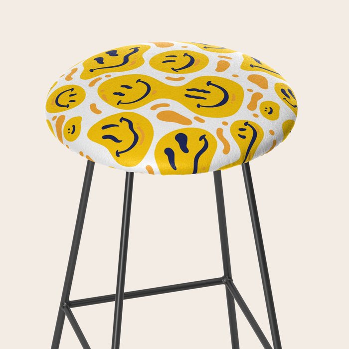 Yellow Dripping Smiley Faces Stool Gallery Image 2