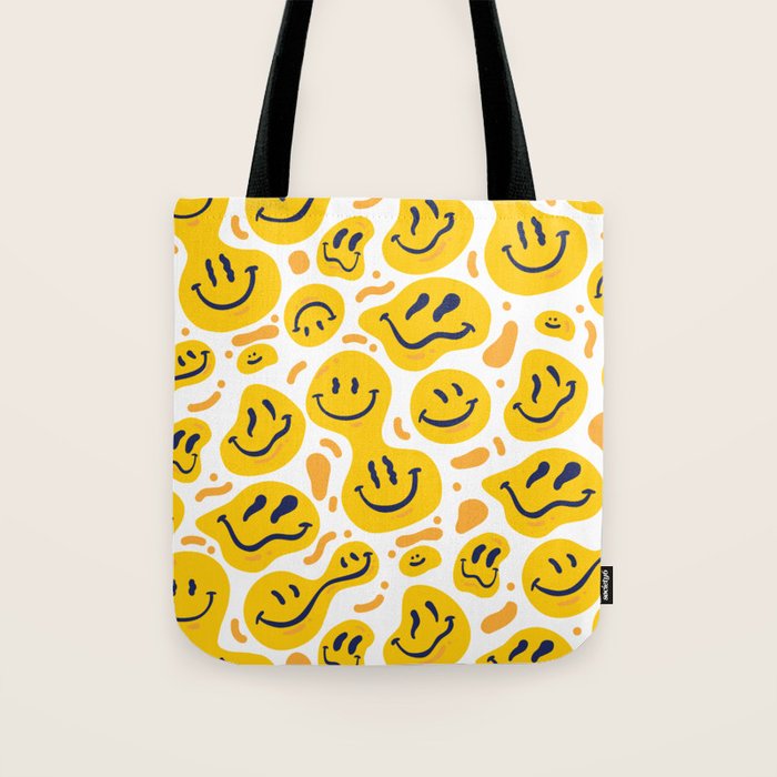 Yellow Dripping Smiley Faces Tote Bag Gallery Image 1