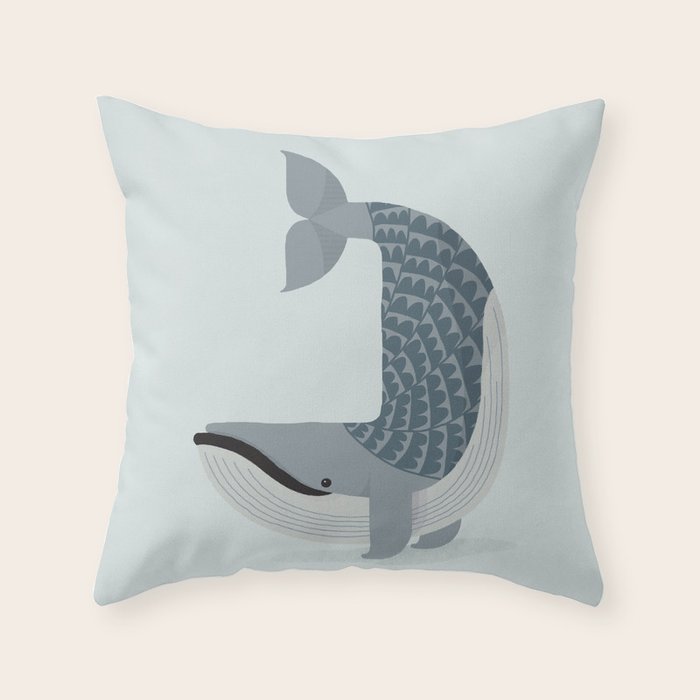 Whimsical Blue Whale Throw Pillow Gallery Image 6