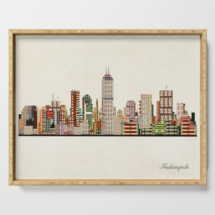 indianapolis indiana skyline Serving Tray Gallery Image 1