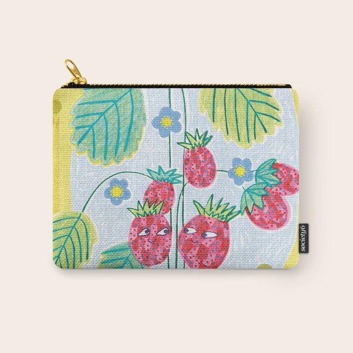 Sweet Strawberry Plant Friends in Yellow & Pink Carry All Pouch Gallery Image 1