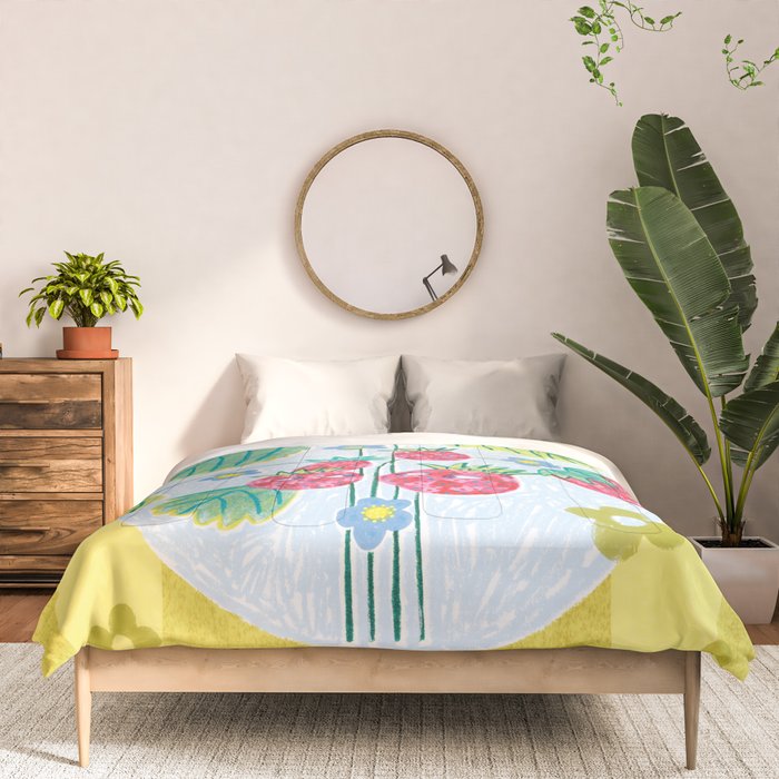 Sweet Strawberry Plant Friends in Yellow & Pink Comforter Gallery Image 3