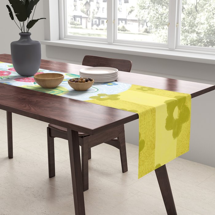 Sweet Strawberry Plant Friends in Yellow & Pink Table Runner Gallery Image 2