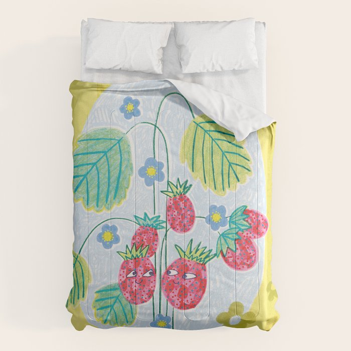 Sweet Strawberry Plant Friends in Yellow & Pink Comforter Gallery Image 6