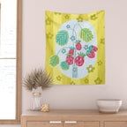 Sweet Strawberry Plant Friends in Yellow & Pink Wall Tapestry Gallery Image 2