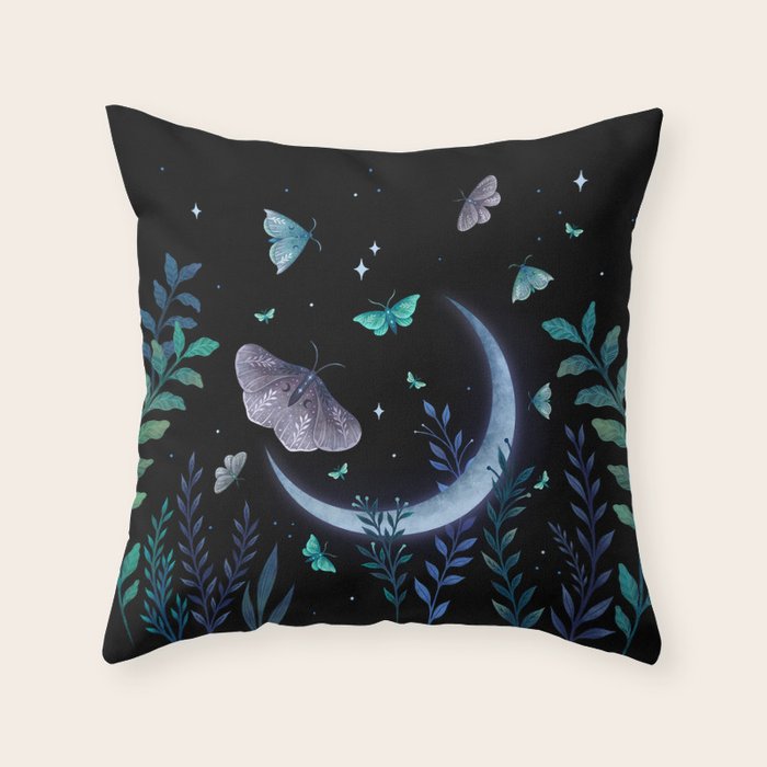 Moth Garden Throw Pillow Gallery Image 1