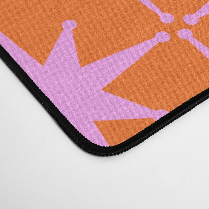 Retro Vintage Starbursts Pattern in Bright Pink Lavender and Orange Desk Mat Gallery Image 4