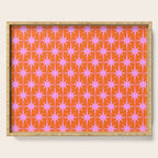 Retro Vintage Starbursts Pattern in Bright Pink Lavender and Orange Serving Tray Gallery Image 1