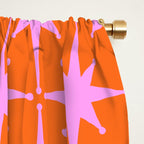 Retro Vintage Starbursts Pattern in Bright Pink Lavender and Orange Window Curtain Gallery Image 2