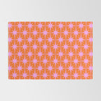 Retro Vintage Starbursts Pattern in Bright Pink Lavender and Orange Rug Gallery Image 2