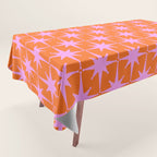 Retro Vintage Starbursts Pattern in Bright Pink Lavender and Orange Tablecloth Gallery Image 1