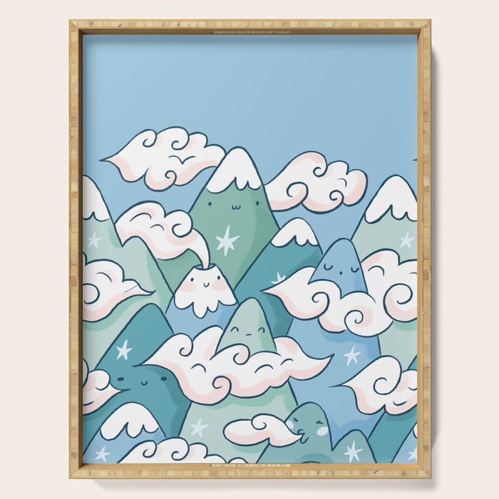 Cute mountains in clouds Serving Tray Gallery Image 1