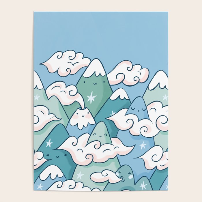 Cute mountains in clouds Poster Gallery Image 4